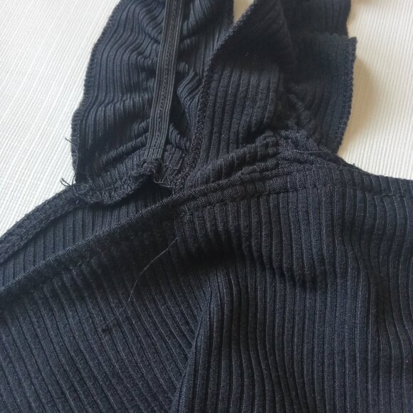 Full Circle Trends Plus Size Solid Black Ribbed Ruffle Strap Bodysuit Women's 2X - Picture 12 of 12